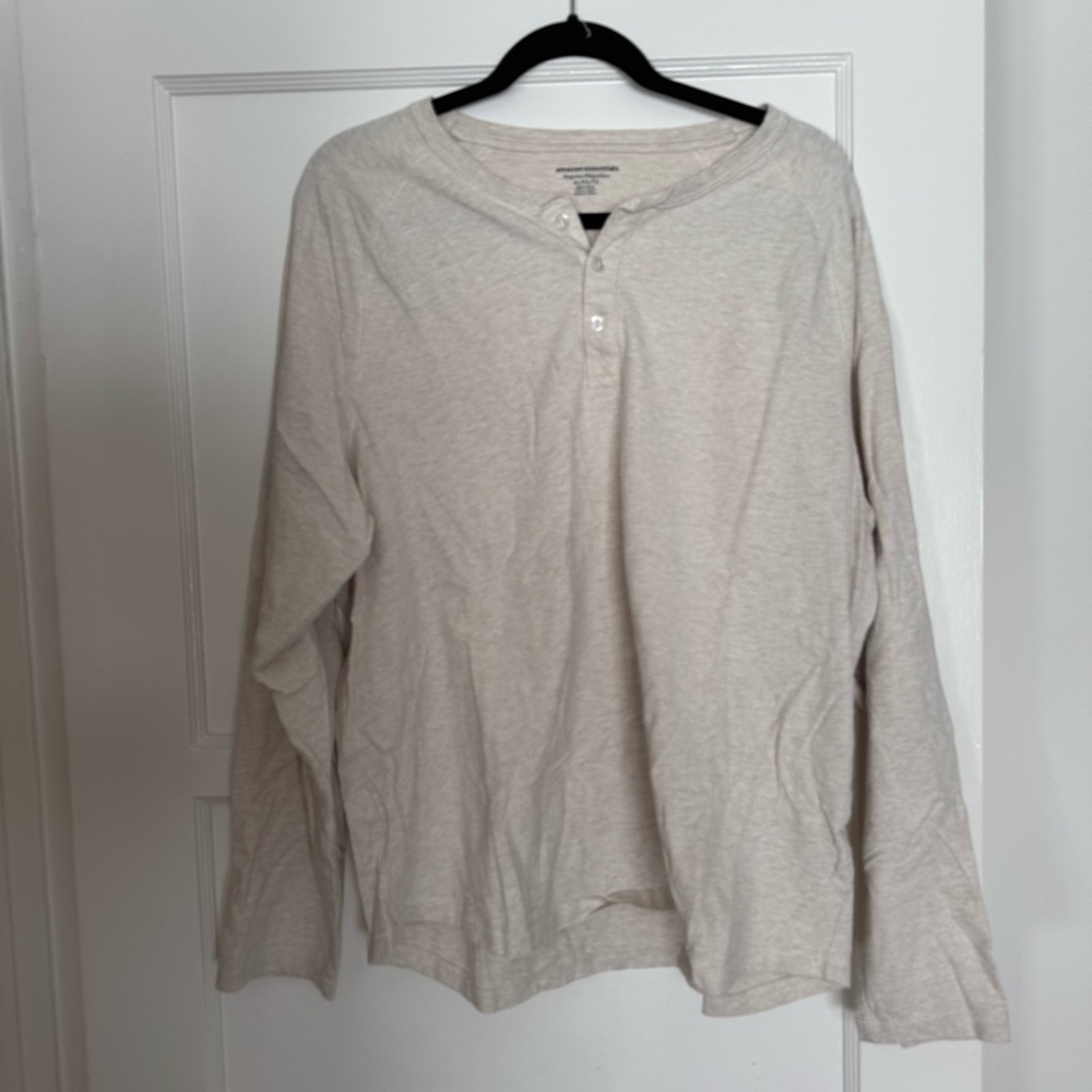 Amazon Essentials Beige Long Sleeve Henley
